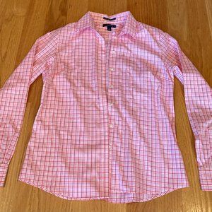 Women's Lands End Size 10 No Iron Botton Down - Plaid
